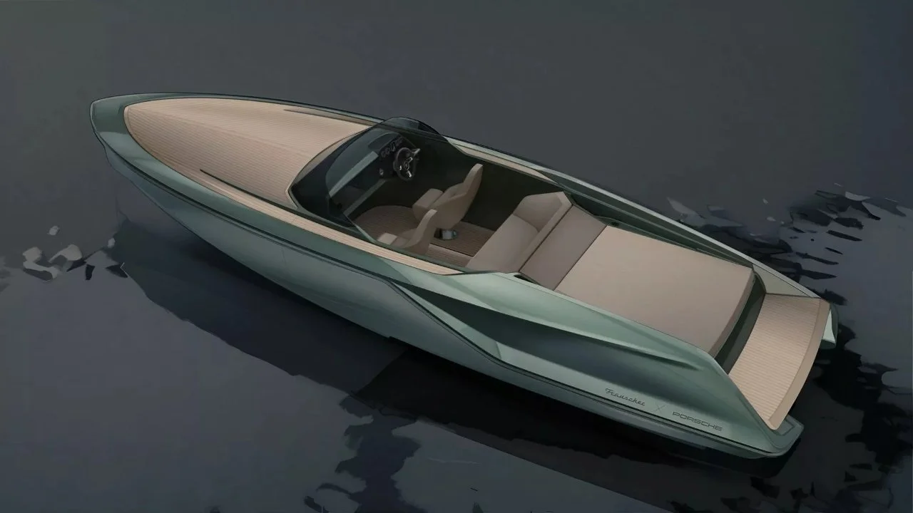 El nuevo Porsche eléctrico CAMINA sobre el agua
