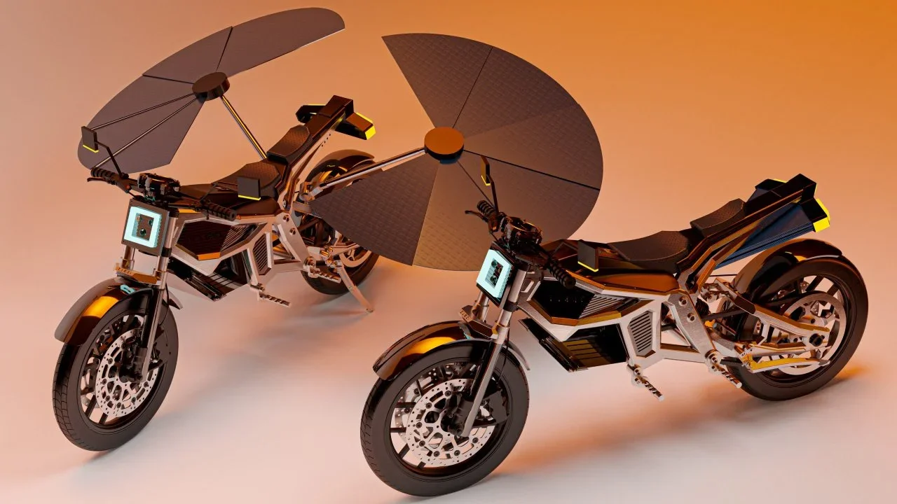 Este Concepto de Motocicleta Solar Podría Funcionar… Como Una Sombrilla