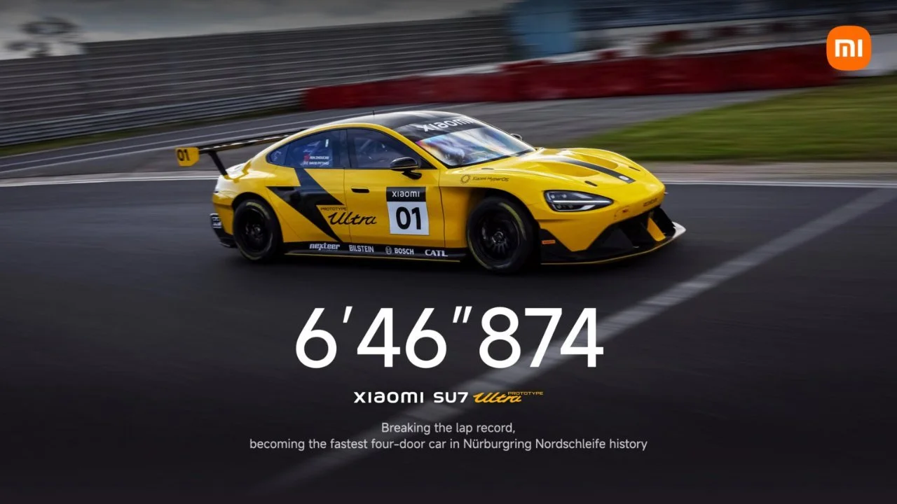   El prototipo Xiaomi SU7 Ultra estableció un récord en Nürburgring en Octubre de 2024. Image Credit: Xiaomi.  